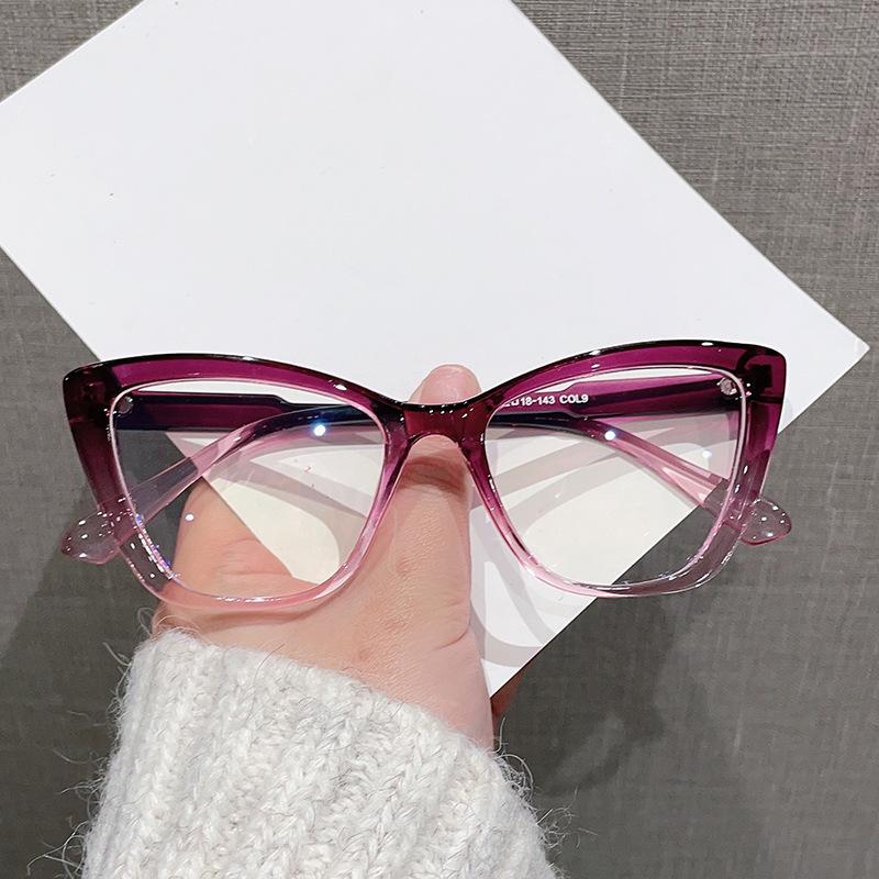Trendy Pink Cat Eye Glasses Women's New Fashionable Colorful Clear Eyeglasses Female Plastic Anti Blue Light Glasses Frame