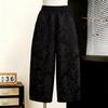 Spring 2026 Elegant Chinese Style Jacquard Wide-Leg Pants for Women