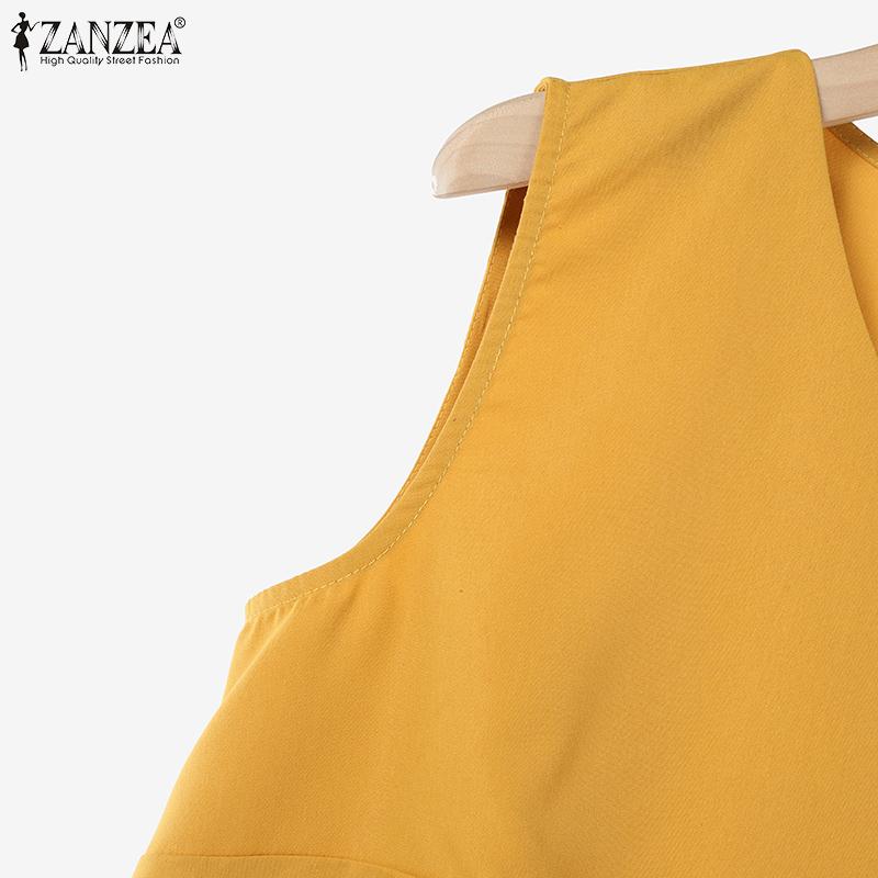 ZANZEA Women Sleeveless Tank Tops and Shorts Summer Two Piece Suit Sets