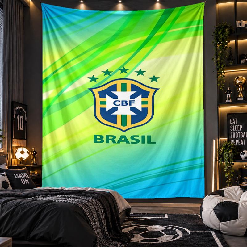Wandbehang Wandteppich Brasilien Nationalmannschaft Druckstoff für Wohnzimmer Schlafzimmer Heimdekoration