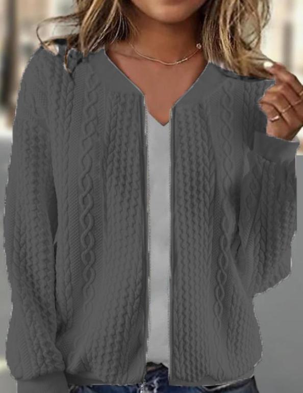 2023 Women's Jacquard Casual Long-Sleeve Short Jacket