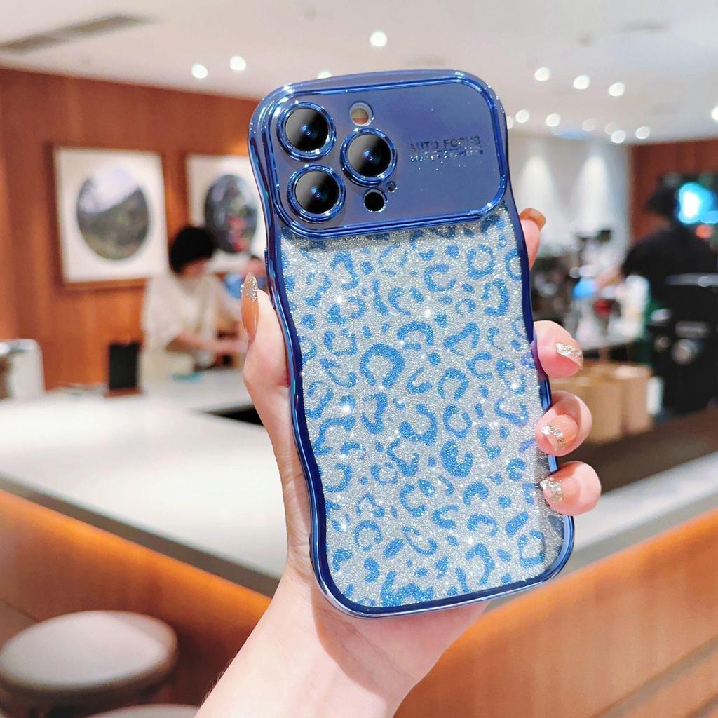 Leopard Print Glitter Electroplated Phone Case for iPhone 14 Pro/16/11/17PM