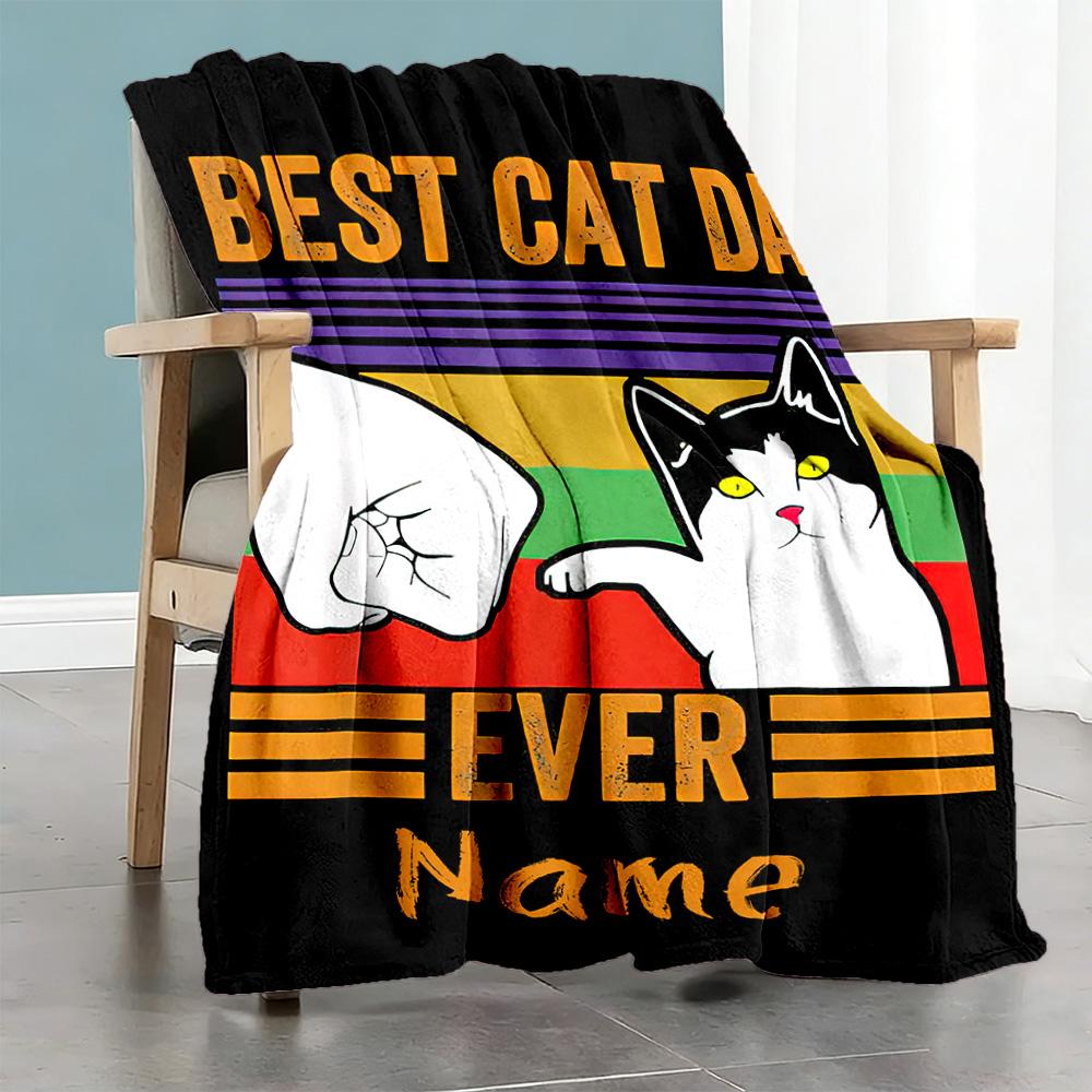 Cat55 Personalized Text Blanket Cozy Customizable Blanket Soft Warm Cozy Throw For Seaside Nap Chair Livingroom Four Seasons Universal