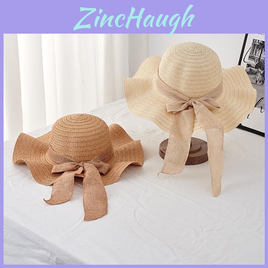 Womens Round Top Sun Hat With Lucky Cloud Pattern And Wide Brim For Outdoor Relaxation