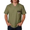 Men's Short Sleeve V-Neck Scrub Top with Pocket - Labor Day Fun Print - Uniform Tunic