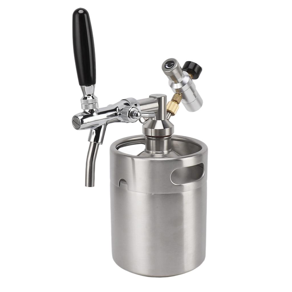 Mini butoi din oțel inoxidabil, 2L, cu injecție ușoară, reglabil, sistem de distribuție de bere acasă, ecartament 60PSI