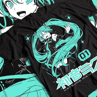 Maglietta Hatsune Miku, Maglietta Ragazza Anime, Top Kawaii Vocaloid, Maglietta Project Diva,