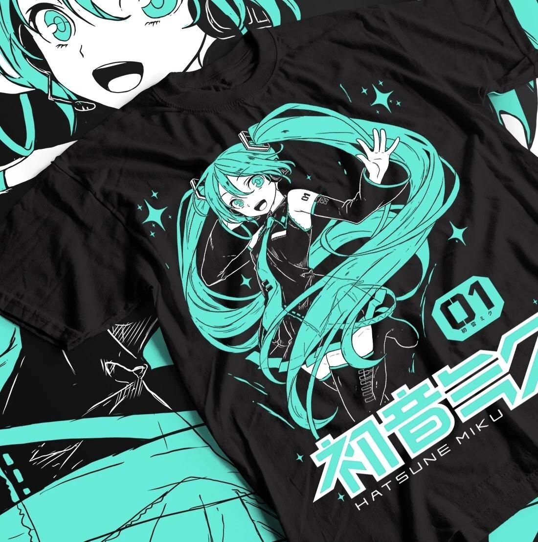 

Футболка Hatsune Miku, Футболка с аниме-девушкой, Кавайный топ Vocaloid, Футболка Project Diva, M