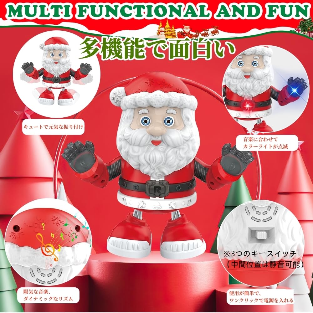 OBEST Dancing Santa Robot Santa Claus Toy Model with LED Electronic Collectible Moveable Educational Singing and Baby Christmas Gift for Boys and