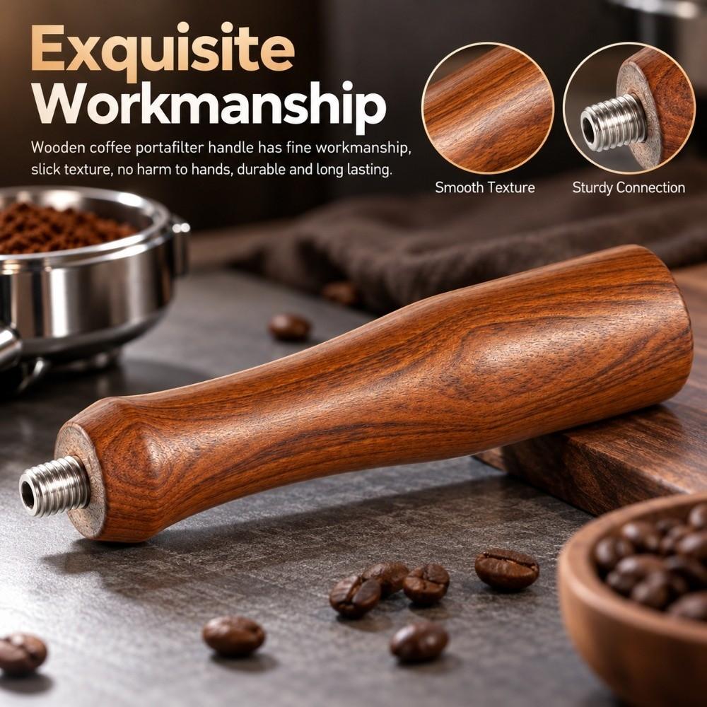 Brown Wooden Coffee Filter Handle M10 Thread Coffee Filter Handle for M10 Coffee Machine
