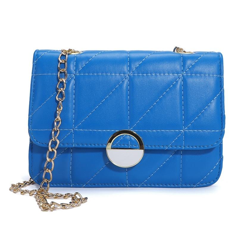 

Повседневная простая сумка-мессенджер, маленькая квадратная сумка, летний новый модный тренд 2025, маленькая сумка с вышивкой, женская плечевая сумка на цепочке синий