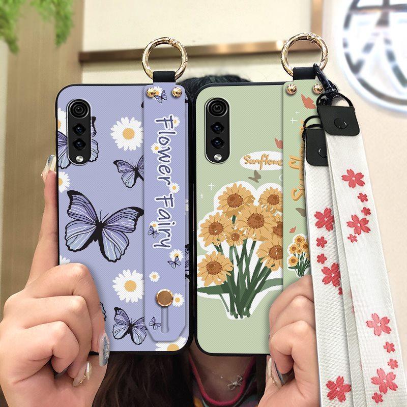 Wrist Strap Flower Phone Case For LG Velvet 4G/5G Shockproof Waterproof Soft Case Fashion Design Anti-dust Kickstand