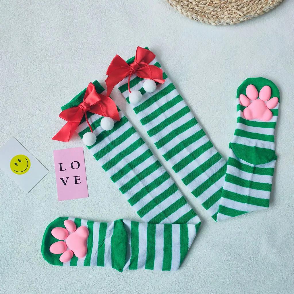 Womens Over Above Knee Socks Thigh High Stockings Kitten Claw Cat Paw Pad Ladies Pink 3D Long Sock Cosplay Harajuku Y2K Female