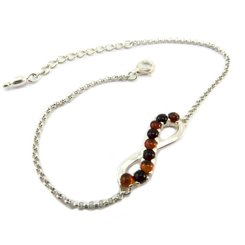 Les Trésors De Lily [P3353] - Bracelet Argent 'Infini' ambre cognac (rhodié) - 25x18 mm