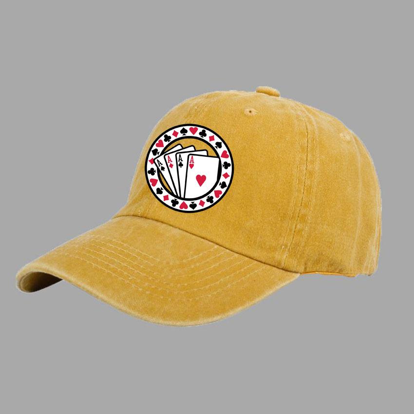 Baseball Caps Men Women Vintage Washed 100% Cotton Dad Hat Funny Poker Pattern Print DIY Team Logo Snapback Cap Hip Hop Hat