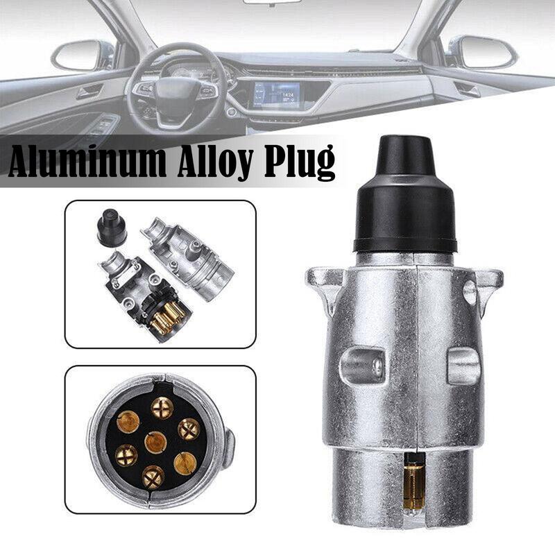 1/2/3pcs 12V 7 Pin Trailer Plug Socket Durable 7 Pin Aluminium Alloy Plug Trailer Truck Towing Electrics 12V Connector EU Plug