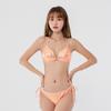 Korean Dongdaemun Leopard Print Peach Bikini - Sexy Push-Up, Tie-Up, Peach Pink Beachwear