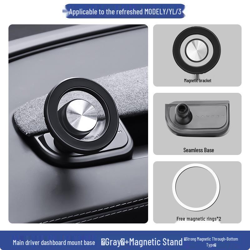 Tesla Model Y/3 Magnetic Phone Holder with Glueless Buckle Base