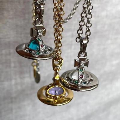 Saturn 3D Flying Saucer Orb Necklace - Women's Niche Clavicle Chain, 10mm Planet Design