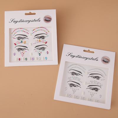 Disposable DIY Acrylic Rhinestones Pearl Tattoo Stickers Masquerade Makeup Face Decoration Girls Diamond Forehead Eyes Stickers