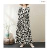 Round Neck Long Sleeve Loose Literary Vacation Style Dress