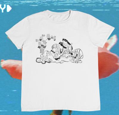 Vintage Japanese Ladies Laying T Shirt - Japanese Art - %100 Premium Cotton Unisex T-Shirt