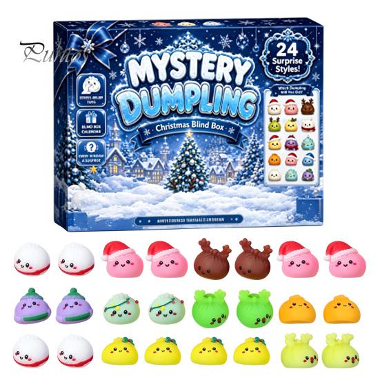 Christmas Traditions for Family Fun 2026 Dumplings Advent Calendar with 24 Mini Bun Squeeze Interactive Countdown Activity December Toys, Festive Box,
