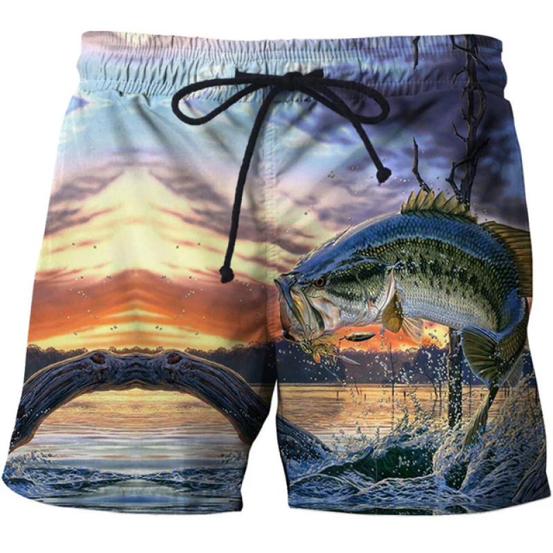 Carp Fish Graphic Beach Shorts Men 3D swimming board shorts beach running shorts Summer Surfing Beach Casual Loose Pants