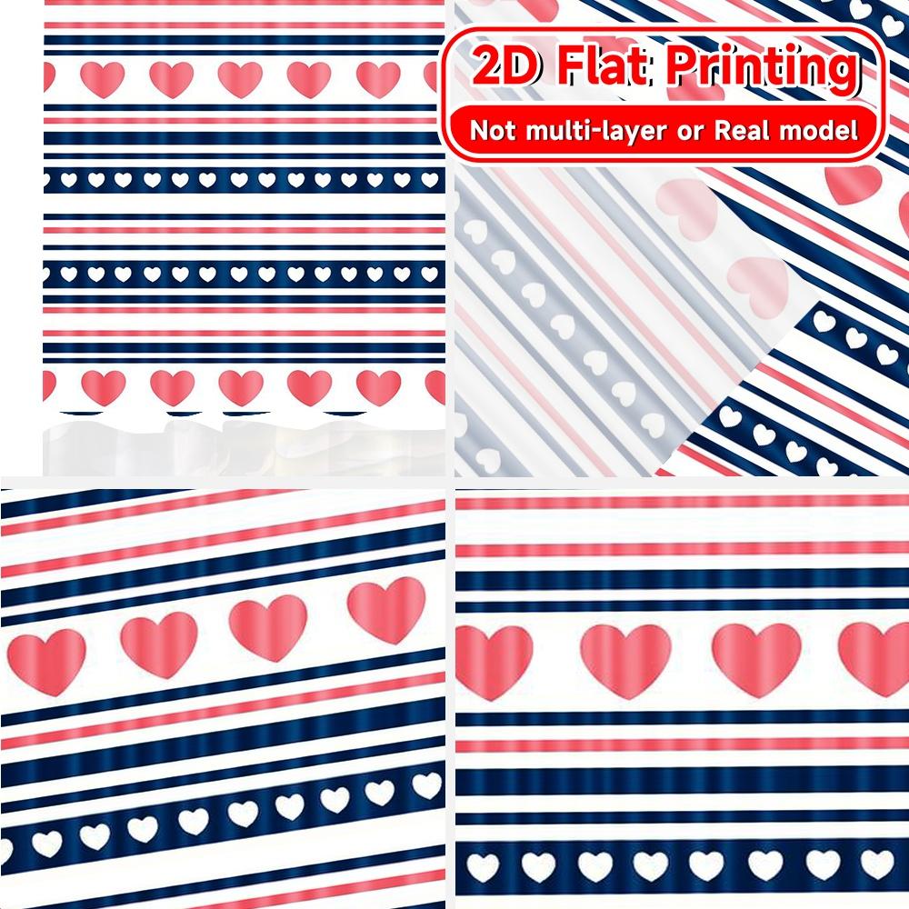 2D Flat Printing,2pcs HeartsandStripes Popular Fashionable Curtains Versatile 100% Polyester Curtains Holiday Ldeal for Bedroom