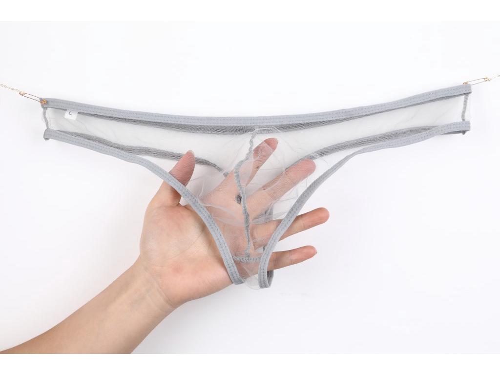 Men's See-Through Low-Rise Mesh T-Back Underwear - Plus Size C-035