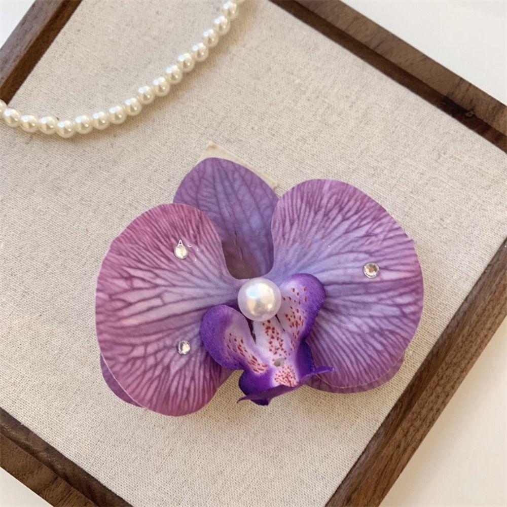 Stoffen Bloem Haarclip Vlinderorchidee Meisje Haarclip Eenvoudige Orchideebloem Haarspeld Meisje