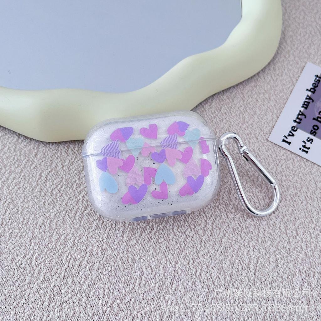 Transparent glitter love applies to Apple AirPods Pro earphone case protective cover 1/1/1 generation Bluetooth earphone cover