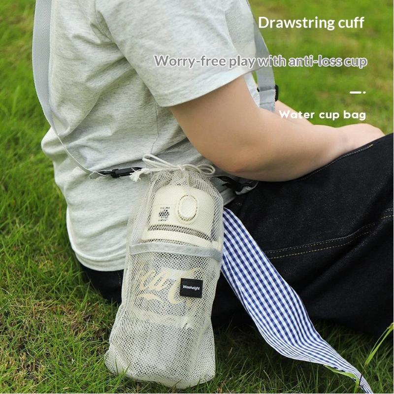1Pcs Adjustable Strap Mesh Water Bottle Bag With Anti-Drop Design – Portable Cup Holder For Kids & Adults Outdoor Adventures