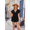 Summer Women's T-shirt Hollow Jacquard Waisted Lace Ruffle Sleeve Shirt Short Sleeve Tops