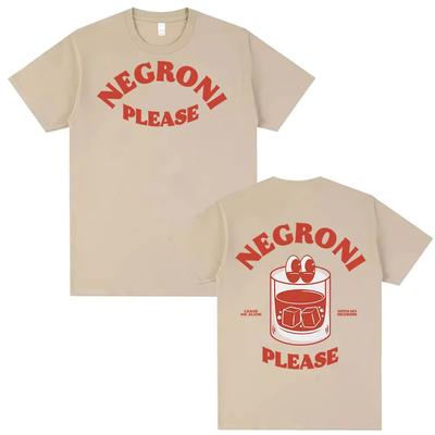 Negroni Please Cartoon Meme T Shirts Funny Cocktail Drink Cute Graphic T Shirt Men Women Hip Hop Oversized Short Sleeve Tshirts