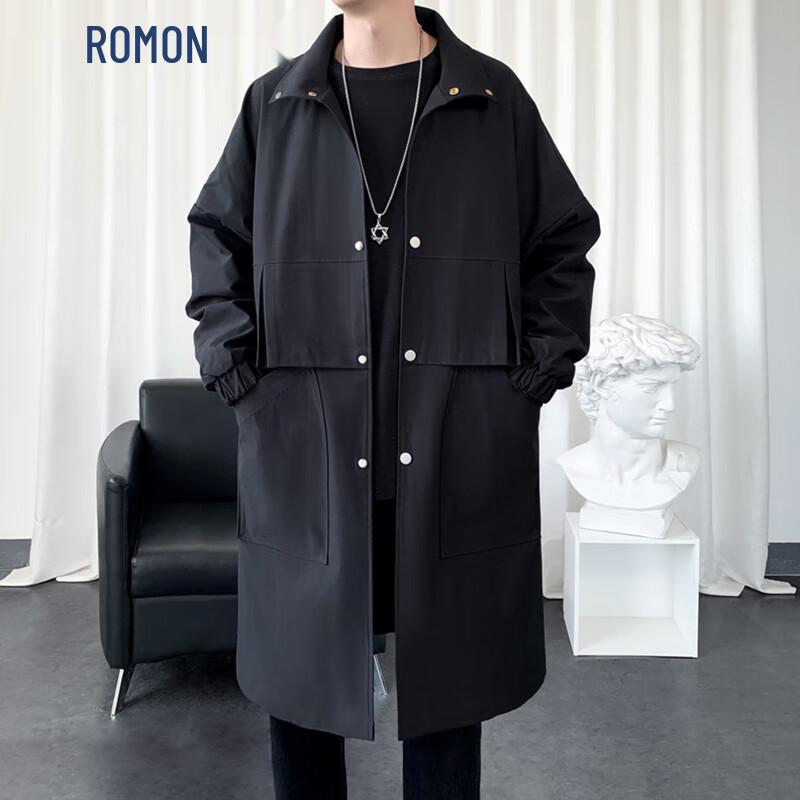 ROMON Men's Mid-Length Business Trench Coat