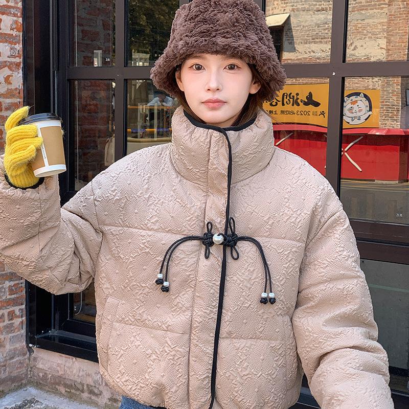 

Хлопковая одежда с жемчужной пряжкой, женская одежда, женская новая маленькая модная хлопковая одежда XXL хаки