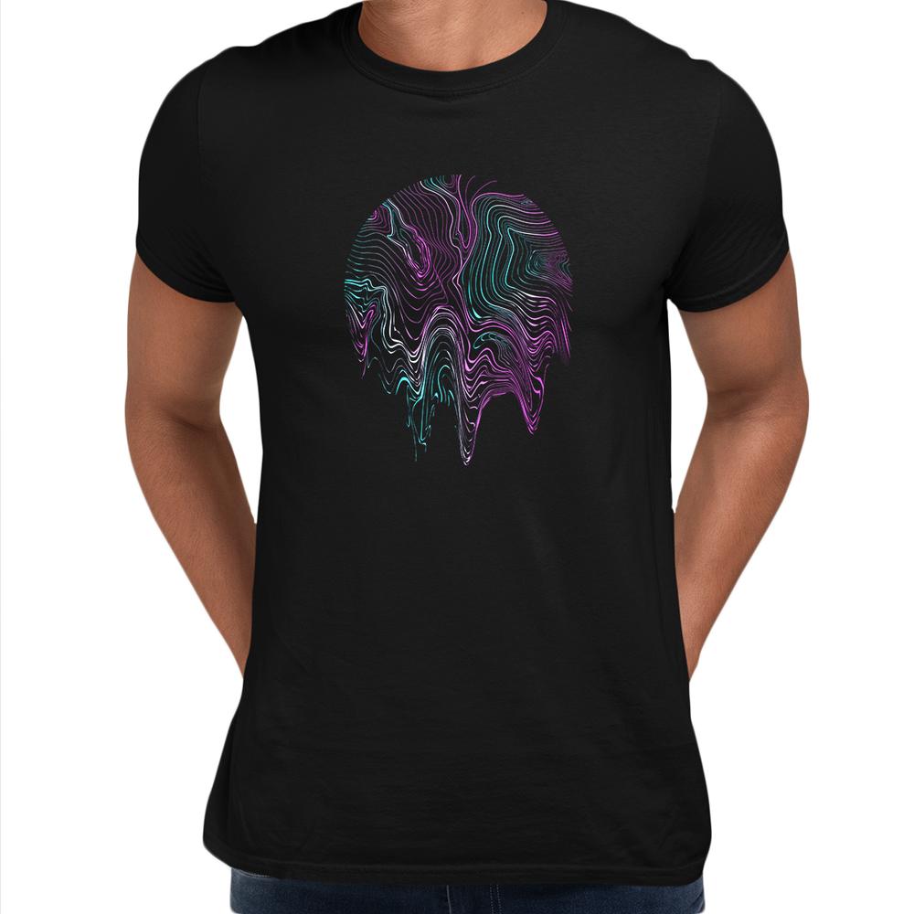 3D Vaporwave Abstrakt Flüssig Fluid Kugel Surreal Einzigartiges Design Herren T-Shirt