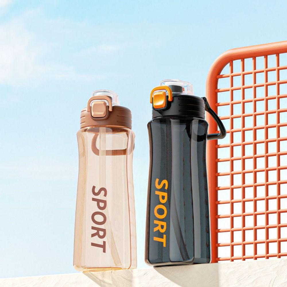 

with Straw Sports Water Bottle PC Large Capacity Sports Kettle Primary School Students чёрный