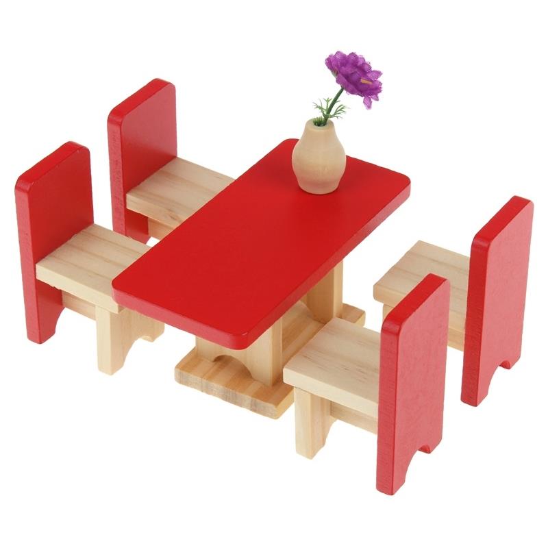 Wooden Dollhouse Furniture Set with Accessories 35 Pieces