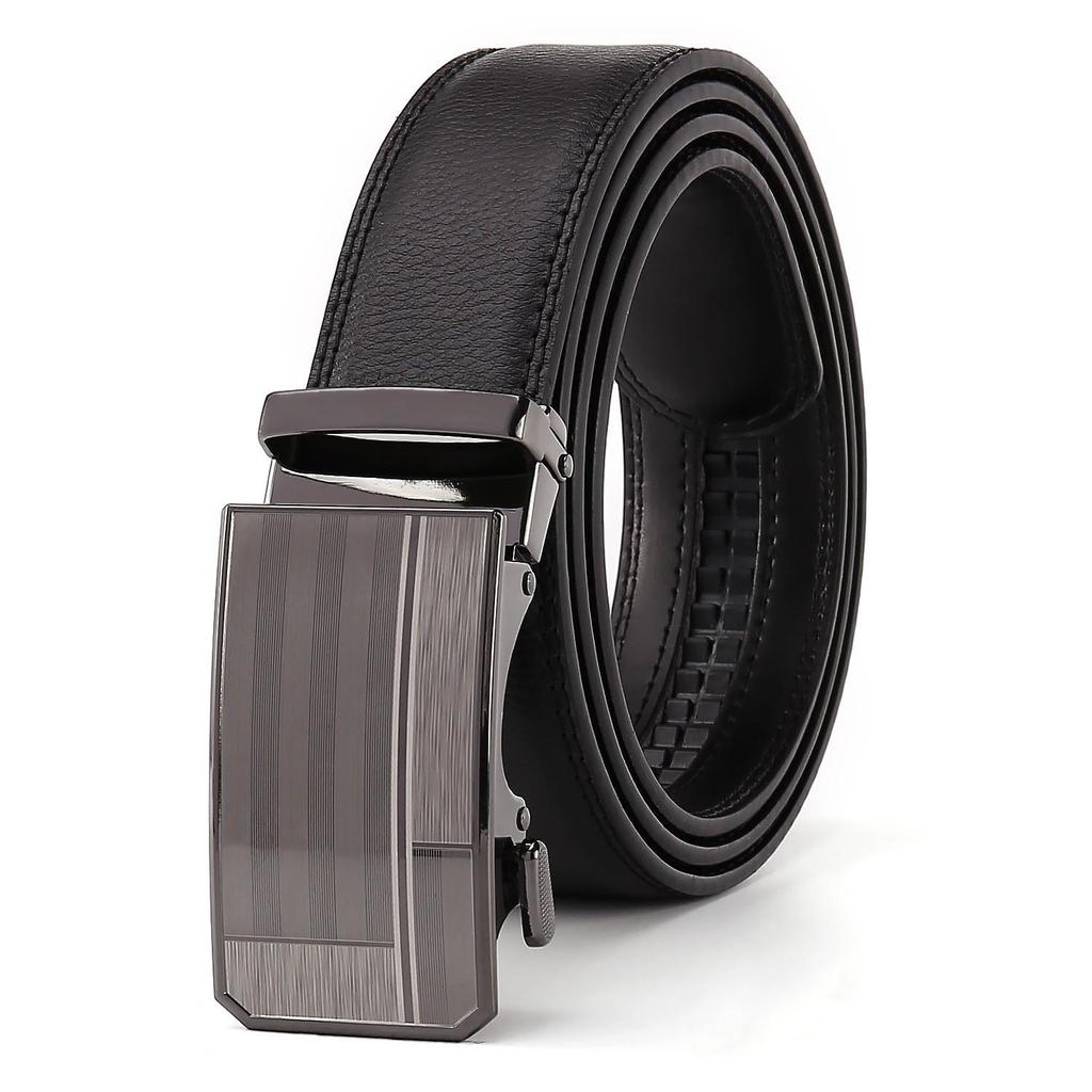 Men's Two-Layer Cowhide Leather Belt with Automatic Buckle - Versatile Business Style