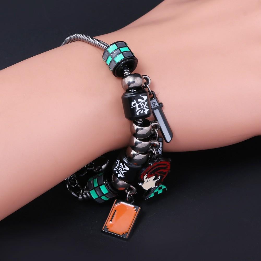 Anime Demon Slayer Kimetsu No Yaiba Bracelet DIY Beaded Cartoon Character Pendant Hand Dress Cosplay Props Fan Gift Jewelry