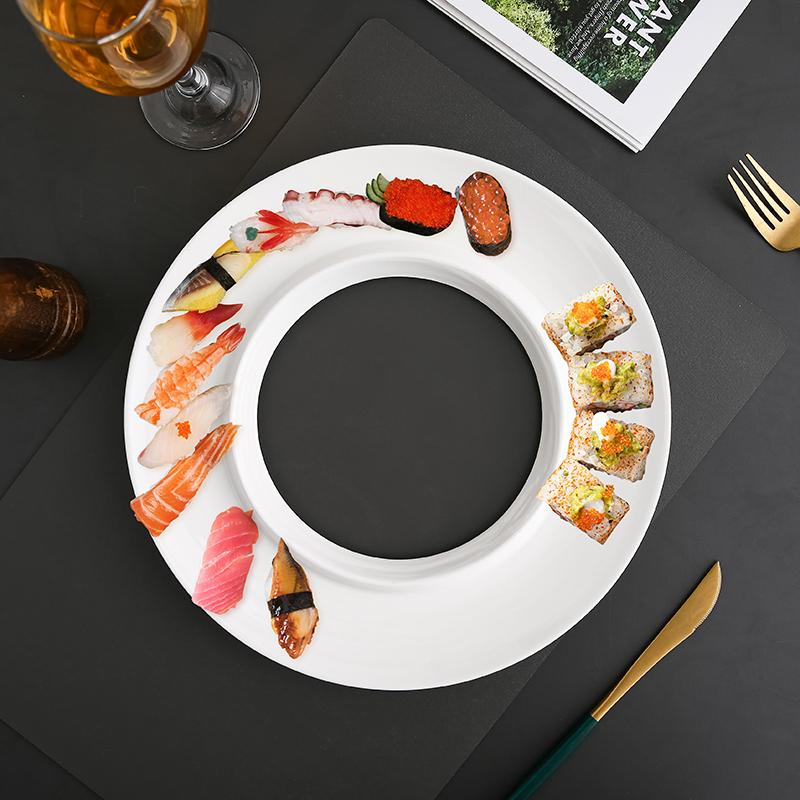 White Round Ceramic Dining Plate Sushi Plate Dim Sum Dish Dessert Bowl Sashimi Plates Fruit Bowl Cake Pan Pastry Plates Tray