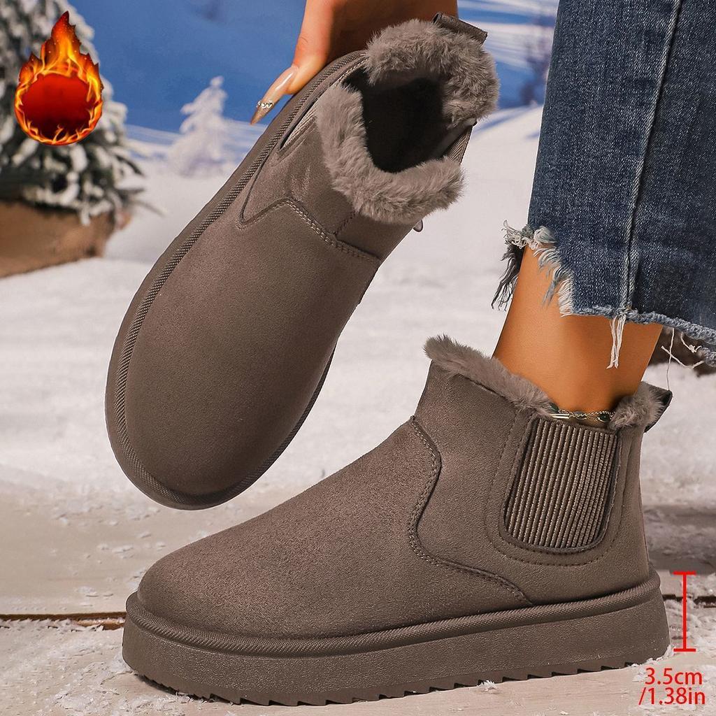 Snow boots velvet large size winter fashion short boots short tube thickened warm bread cotton shoes