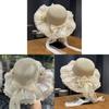 Weaving Lace Bow Sun Hat With Wide Brim For Beach And Vacation