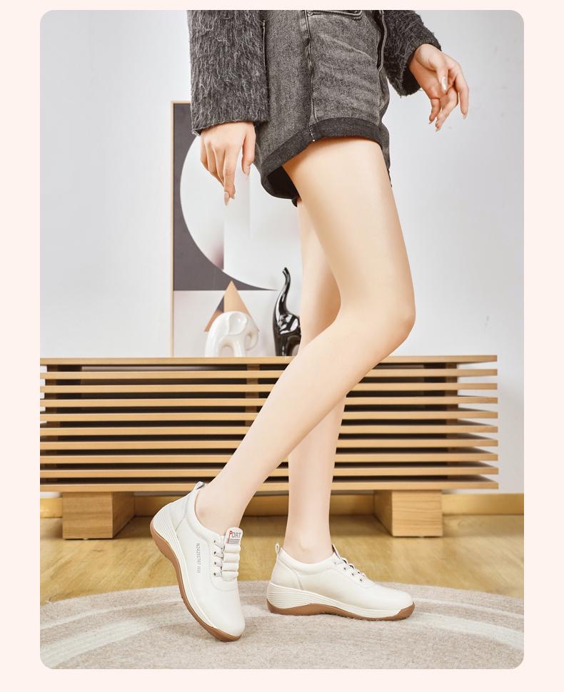 2025 Weiße Echtleder Slip-On Sneaker: Dicksohlige, leichte, rutschfeste, bequeme Freizeitschuhe für Frühling und Herbst.