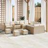 Set of 14 Pieces of Garden Sofas with Beige Rattan Acacia Cushions, 2-Seater Garden Sofa with Storage 3364281