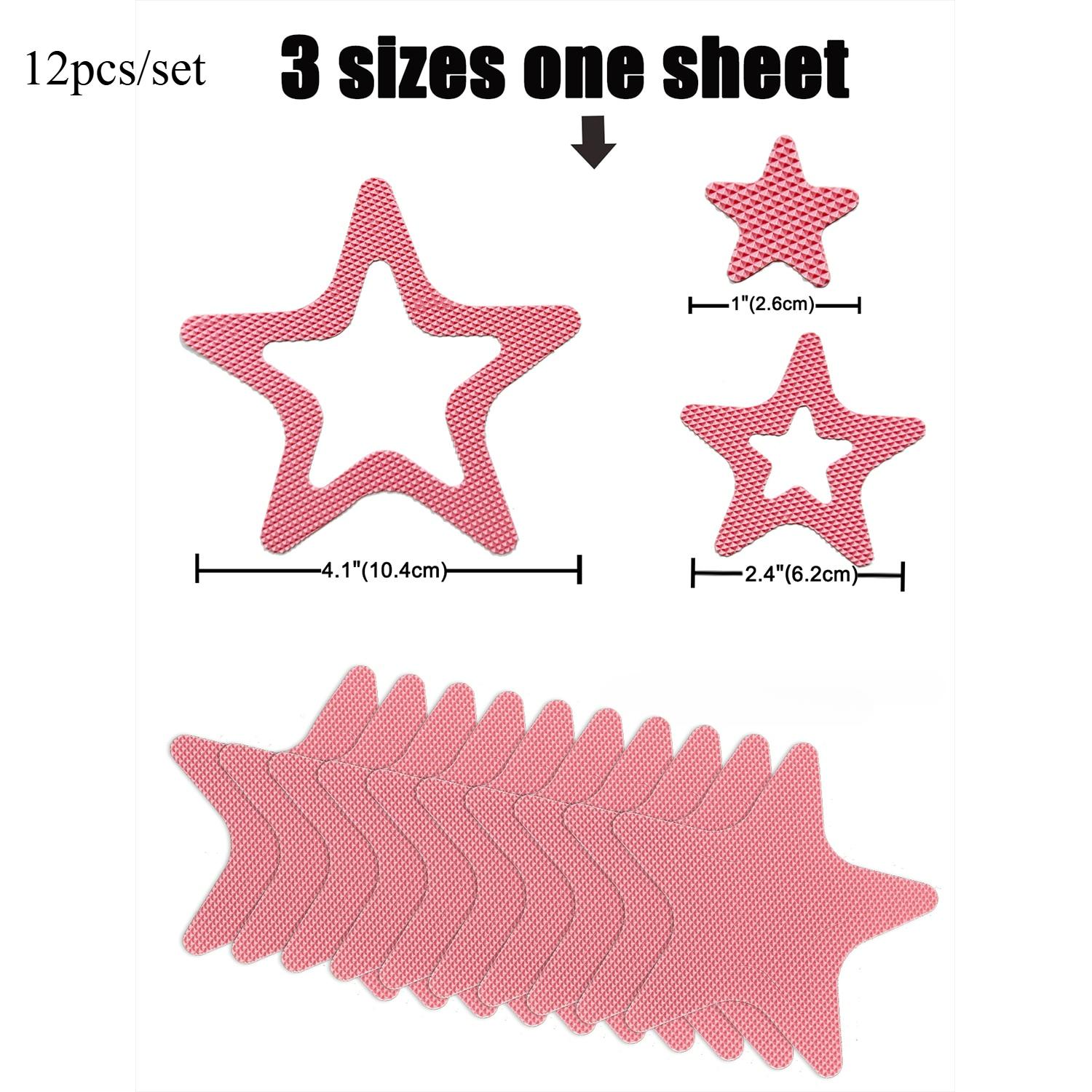 

12 шт. Протиковзкі наклейки для душу, захисні смужки для ванн, клейкі наклейки зі зірками для сходів для душу у ванній рожевий