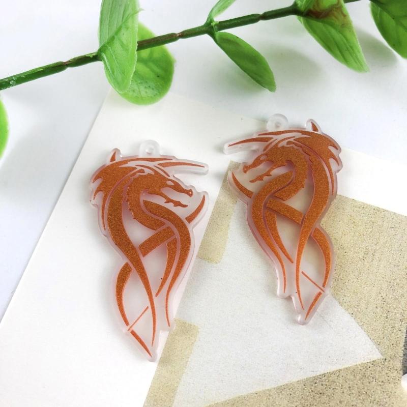 6Pcs Epoxy Assembled Molds Geometric Dragon Shape Earrings Pendant Mold Phone Keychain Pendant Silicone Mold for Decor