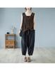 Uroi Mesh Knit Summer Tank Loose Free Size Women's Vest, V-Neck, Drawstring, Fringe, See-Through Top, Fit, Oversized, Coffee,